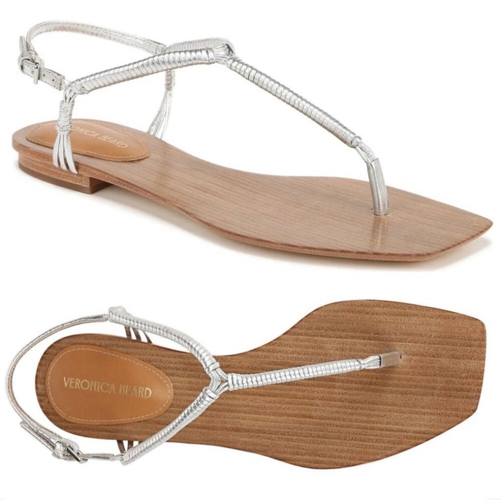 Veronica Beard Amelia Metallic Silver Sandals